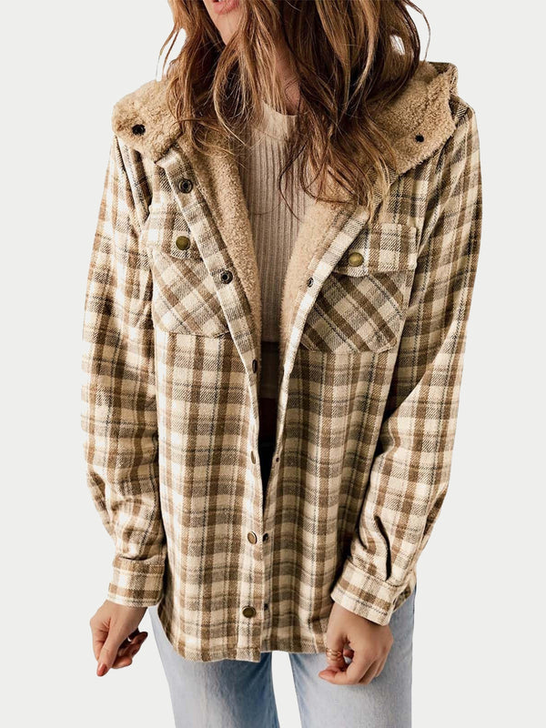 Women's Flannel Plaid Fleece Hooded Jacket (Buy 2 Free Shipping)