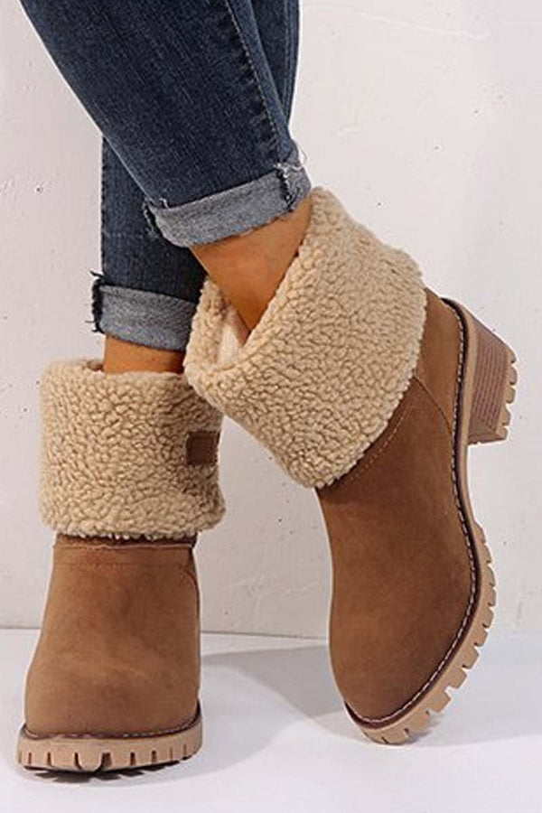 Women's thick heel high heel snow boots women's two-wear plus velvet warm mid-calf boots